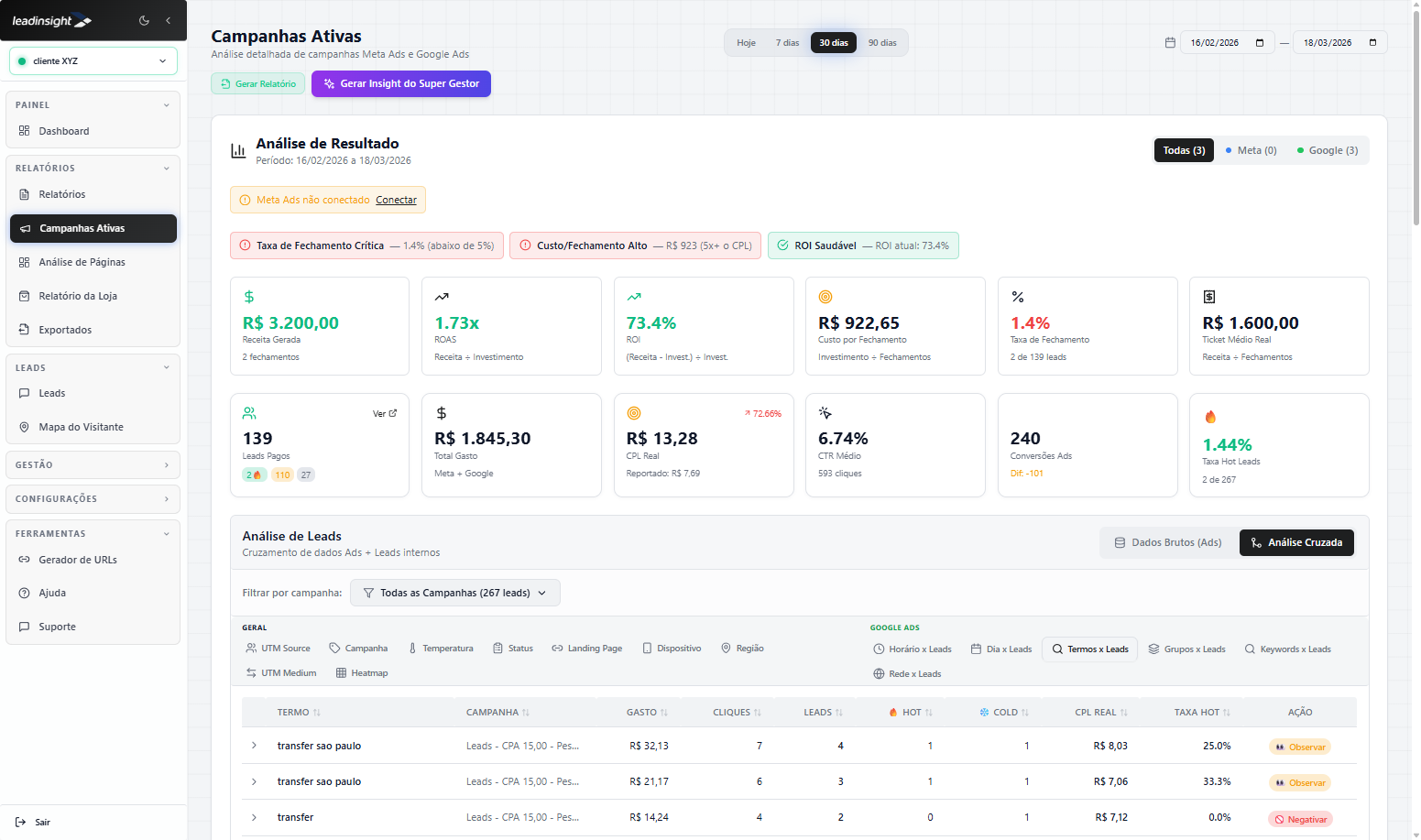 Track Lead - Dashboard LeadInsight